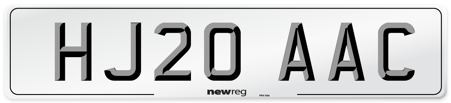 HJ20 AAC Number Plate from New Reg